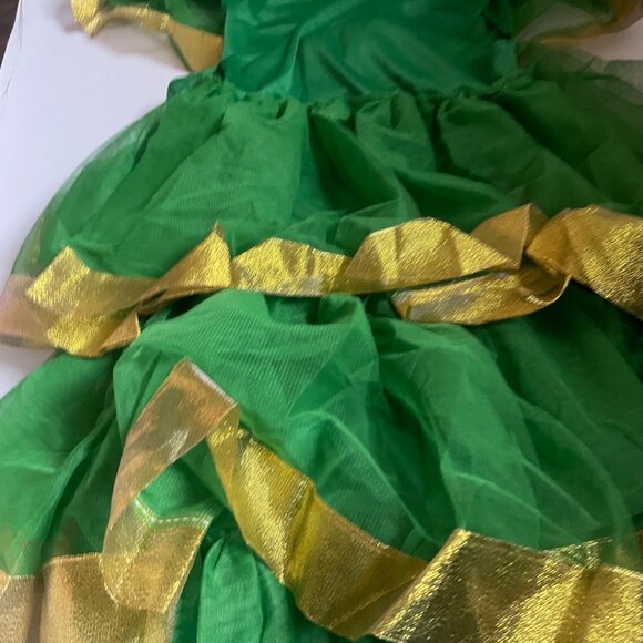 Green and Gold Layered Tulle Childs Xmas Tree Costume - Picture 4 of 8